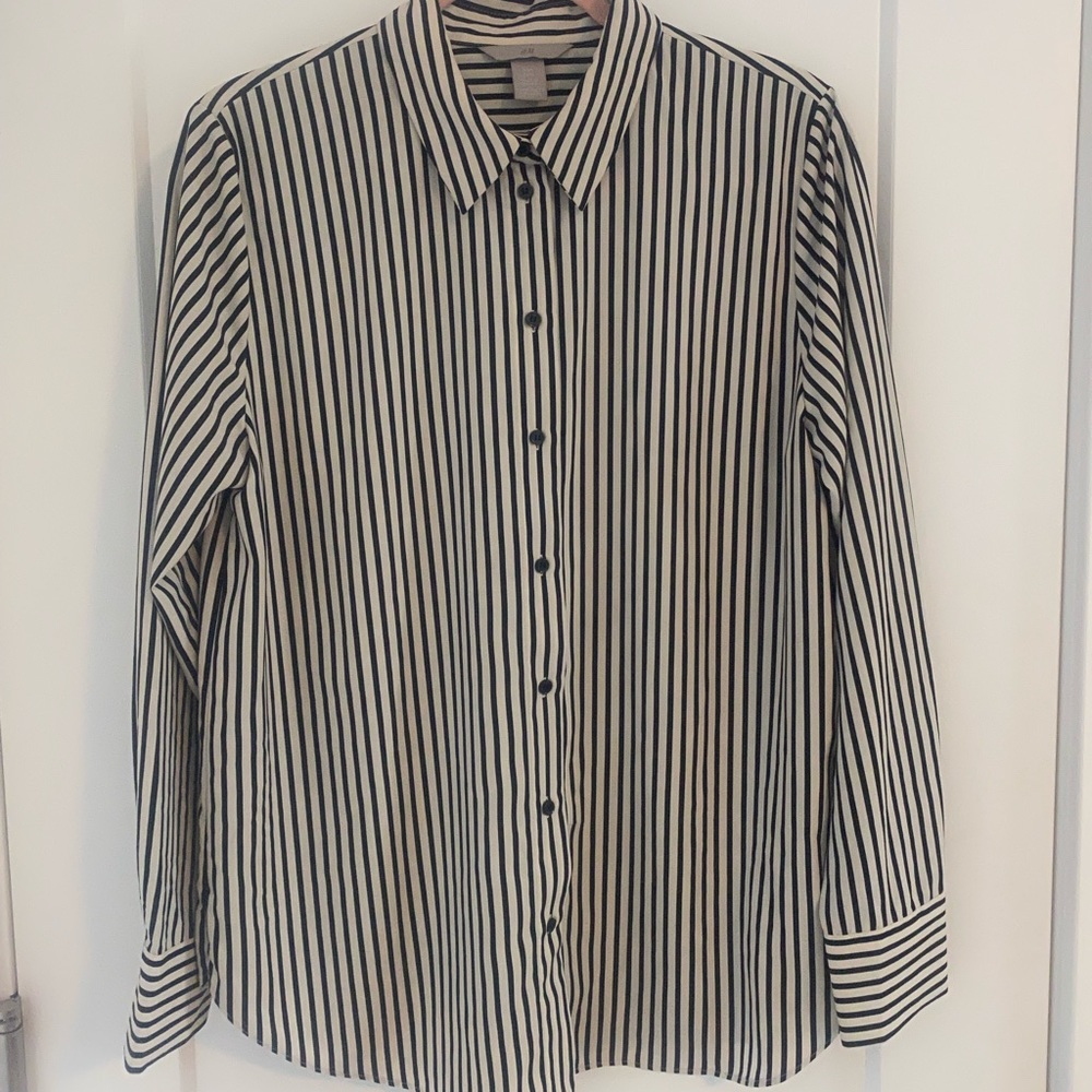 Striped satin oversized button down